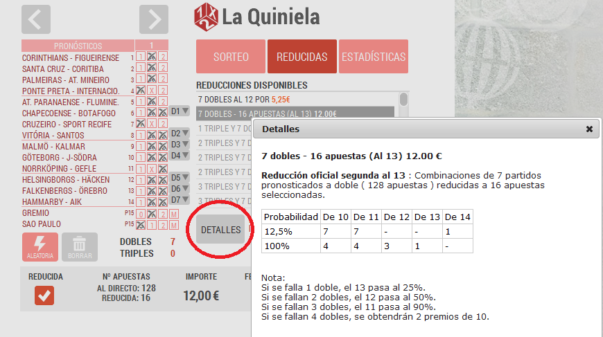 Jugada reducida a La Quiniela: Loteriacano.com